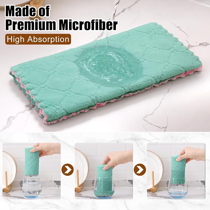 Mordimy 24 Pack Kitchen Towels, Super Soft and Absorbent Dish Towels, Coral - Image 3