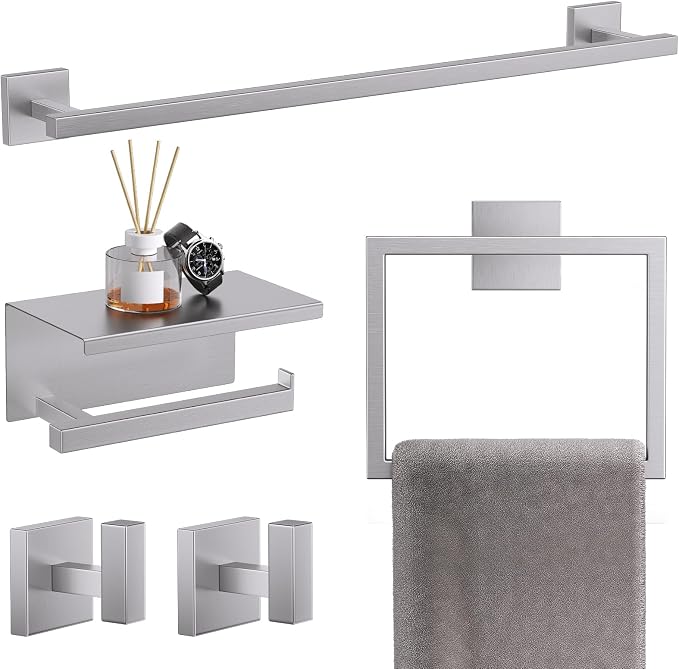 TQKAG 5-Pieces Brushed Nickel Bathroom Hardware Accessories Set 23.6" SUS304 by TQKAG