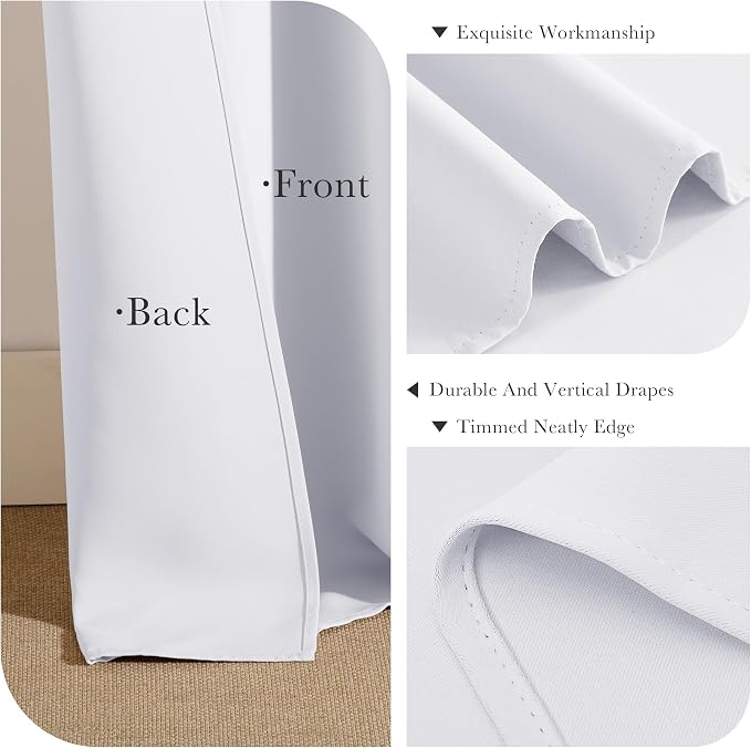 PONY DANCE Pure White Room Darkening Curtains - Image 6