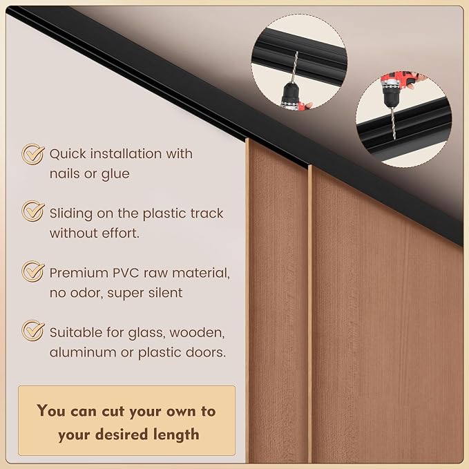 Fancat 4 Sets Plastic Sliding Door Track, 1/4" Thick Panels Glass Cabinet - Image 6