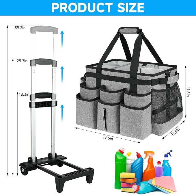 Large Rolling Cleaning Caddy Bag - Image 5