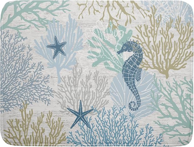 Blue Coral Dish Drying Mat Coastal Starfish Dishes Pad Hanging Drainer Mats by Giwawa