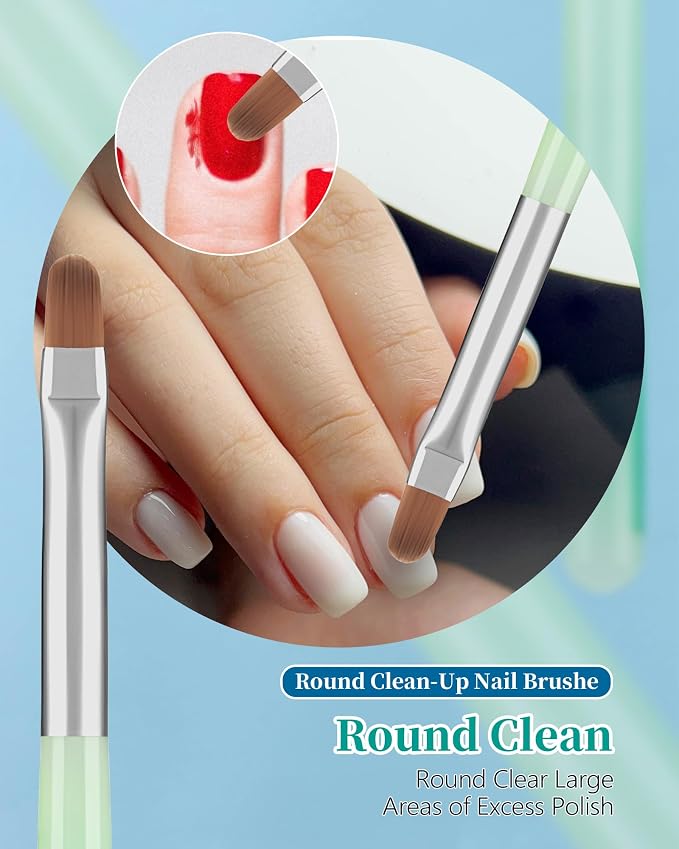 3PCS Nail Polish Clean Up Brush, Round&flat&Angled Acetone Resistant Nail Brush - Image 4