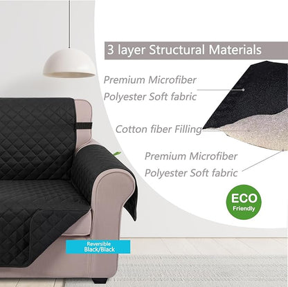 U-NICE HOME Recliner Chair Covers Reversible Chair Cover Pet Covers for Dogs with Elastic Straps Water Resistant Diamond Quilted (28''Recliner Oversized, Black/Black)