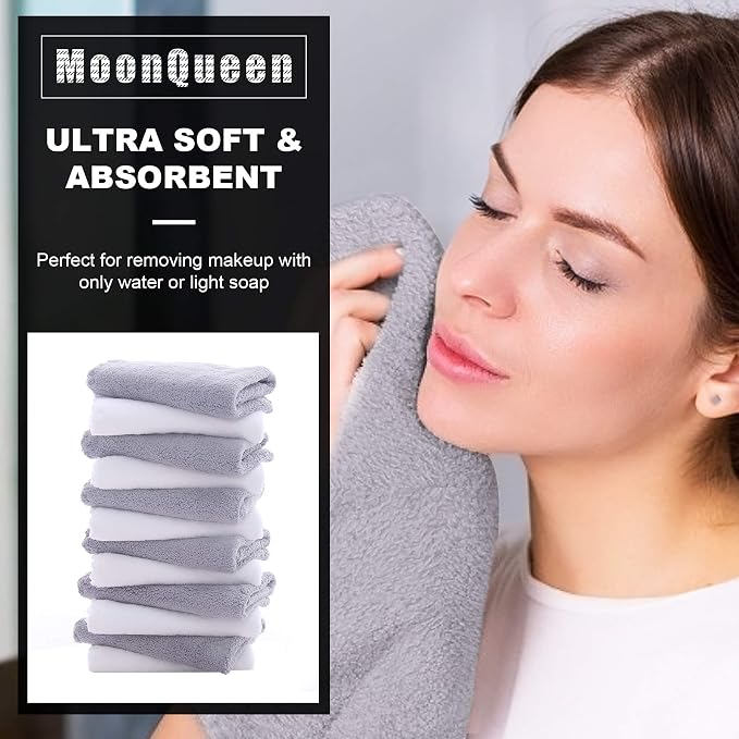 MOONQUEEN Microfiber Facial Cloths Fast Drying Washcloth 24 Pack - Image 2