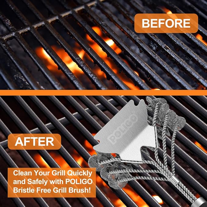 POLIGO BBQ Grill Cleaning Brush Bristle Free & Scraper - Image 7