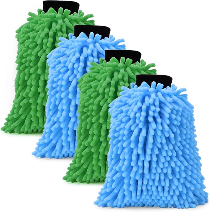 4Pcs Car Wash Mitt Microfiber Gloves Chenille Material Microfiber Towels by Unknown