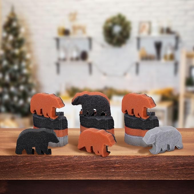 Tioncy 12 Pack Rustic Bear Kitchen Sponges Bulk 4 Colors Cute Dual Sided - Image 2