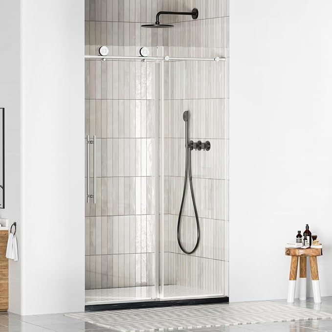 WinZo Frameless Sliding Shower Door 44-48 in W x 76 in H, Bathroom Shower Door by winzo