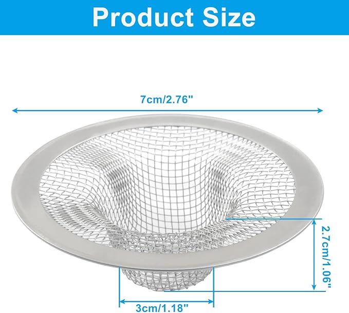 4 Pack Heavy Duty Stainless Steel Kitchen Sink Strainer, 2.75" Top / 1" Mesh - Image 2