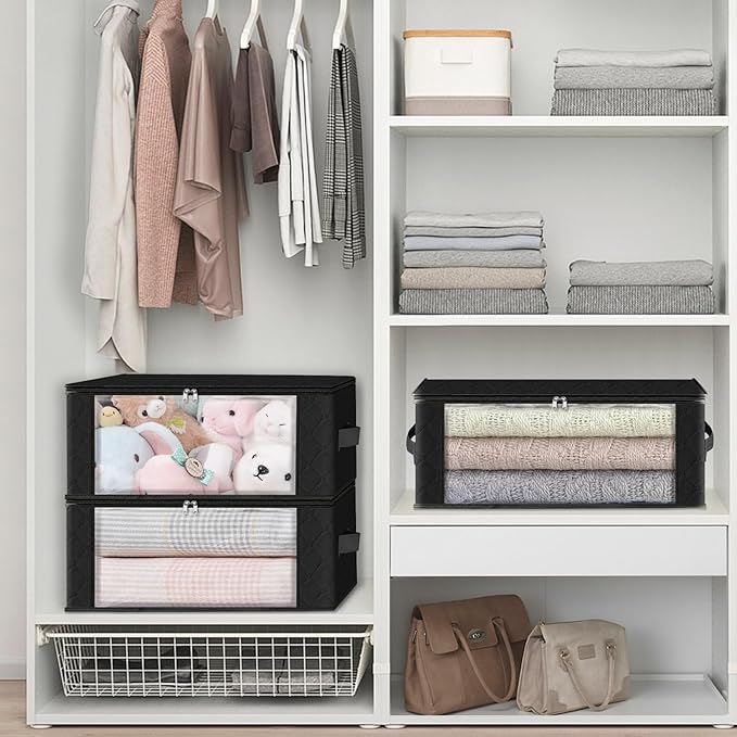 HomeHacks Storage 4-Pack Clothes Organizer Storage Bags Foldable Storage Box - Image 5