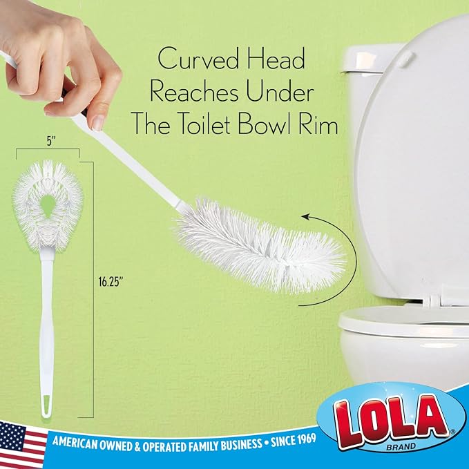 LOLA Toilet Bowl Brush w/Curved Head, 3 Pack, Coated Wire, Durable Poly Bristles - Image 2