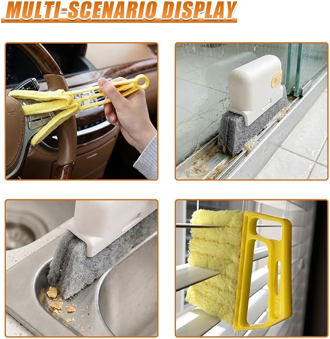 Craedli 5PCS Car Window Blind Cleaning Brush Set, Includes 7-Finger Dust - Image 6