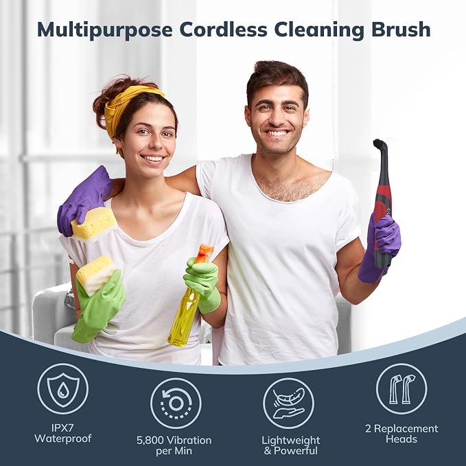 LifeBasis Cordless Electric Cleaning Brush, Mini Power Scrubber - Image 2