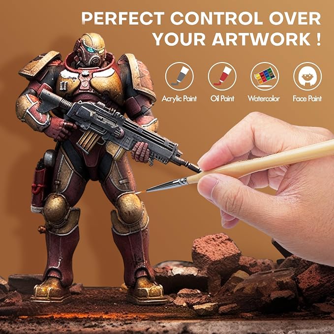Golden Maple Miniature Paint Brushes 10pcs Detail Paint Brushes Flat Angle - Image 3