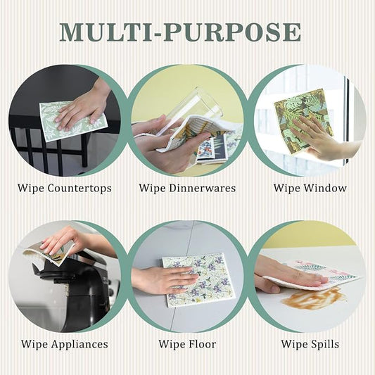 YoulerTex Swedish Dishcloths Dish Towels Set: 6 Packs Cellulose Sponge Cloths - Image 2
