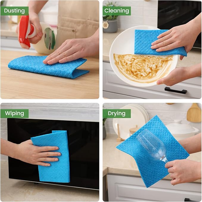 Homaxy Swedish Dishcloths for Kitchen, 15 Pack Reusable and Washable Cellulose - Image 5