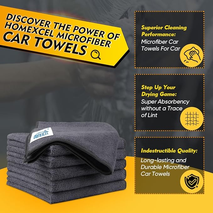 HOMEXCEL Grey Microfiber Cleaning Cloth 6 Pack, 12.5 x 12.5 inch Microfiber - Image 2
