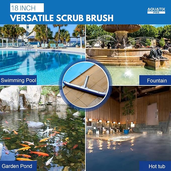 Aquatix Pro Pool Brush Head, Stainless Steel Bristles, Reinforced Aluminum Back - Image 6