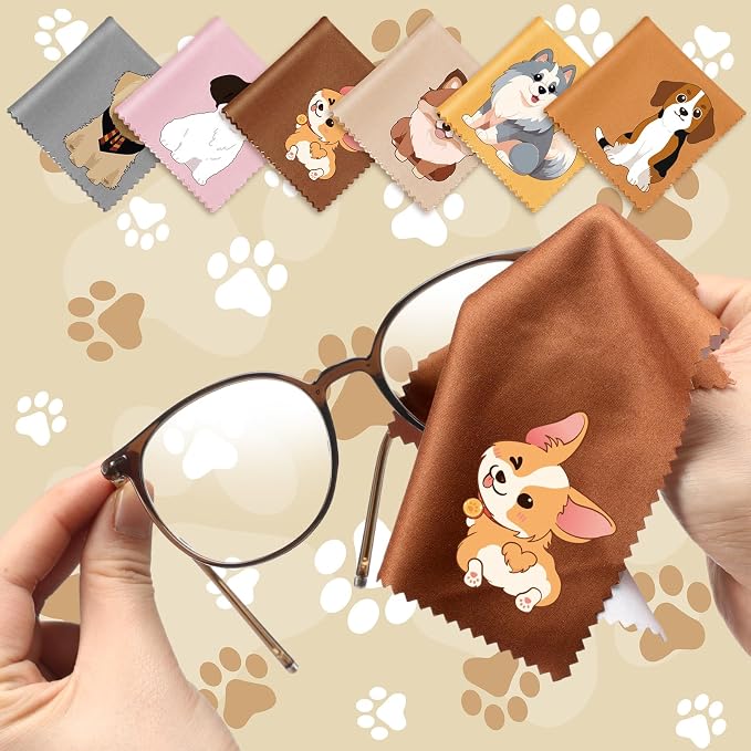 Breling 24 Pack Microfiber Cleaning Cloth Cute Animal Eyeglass Clean Cloths - Image 5