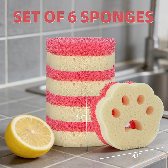 6pcs Scrub Sponges, Dual-Sided Temperature-Controlled Dish Sponges, Scratch-Free - Image 9