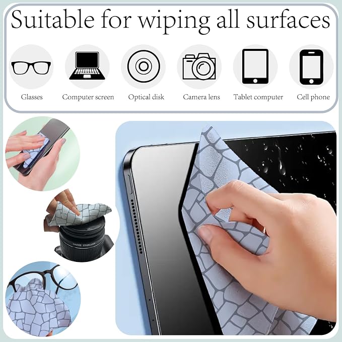 CREATCABIN 6 Packs Thickened Glasses Cleaning Cloth Elegant Flower Design - Image 5