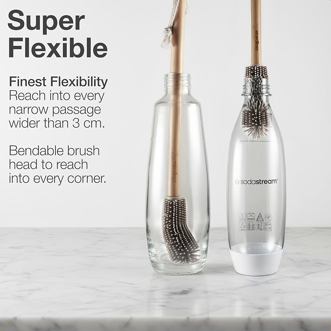 Extra Long Bottle Brush – 16" Bamboo Handle & Flexible Hygienic Silicone Head – - Image 5