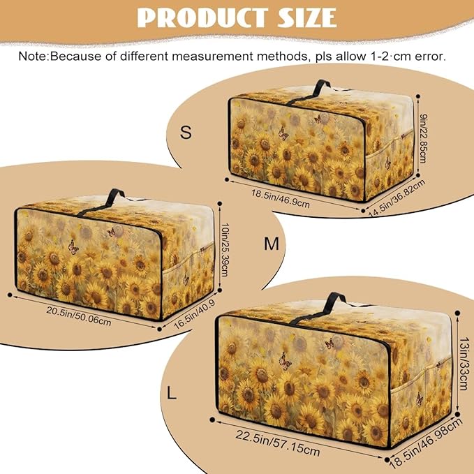 Microwave Oven Cover Dustproof Air Fryer Toaster Oven Protector with Storage Pockets, Stain-resistant Small Appliance Cover for Kitchen Decor, M, Sunflower Butterfly