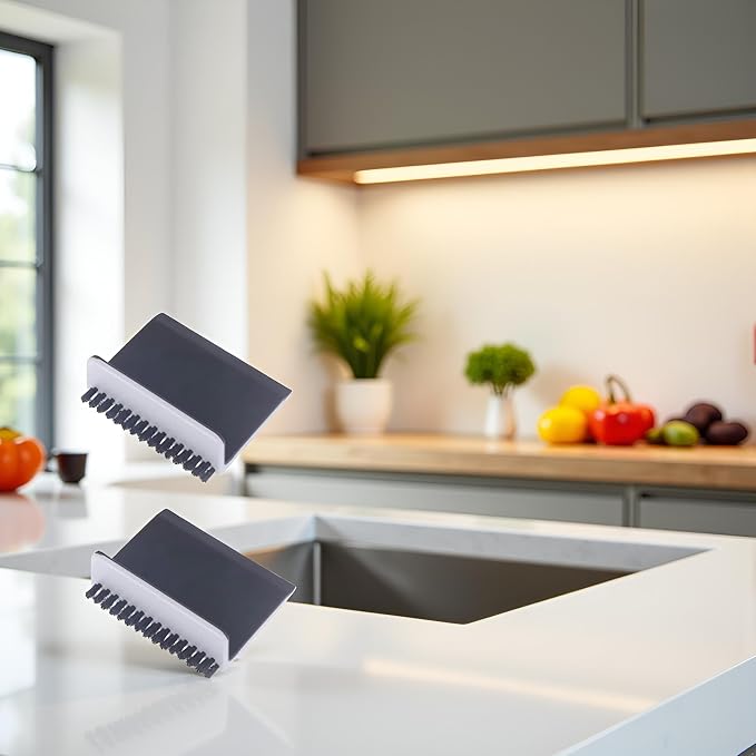 2Pcs Black Kitchen Sink Squeegee Cleaner Countertop Brush Wiper Vegetable - Image 2