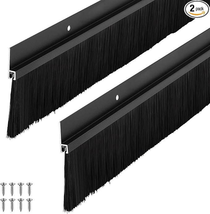 Frienda 2 Set Door Brush Bottom Sweep Brush Weather Stripping Aluminum Door Seal by Frienda