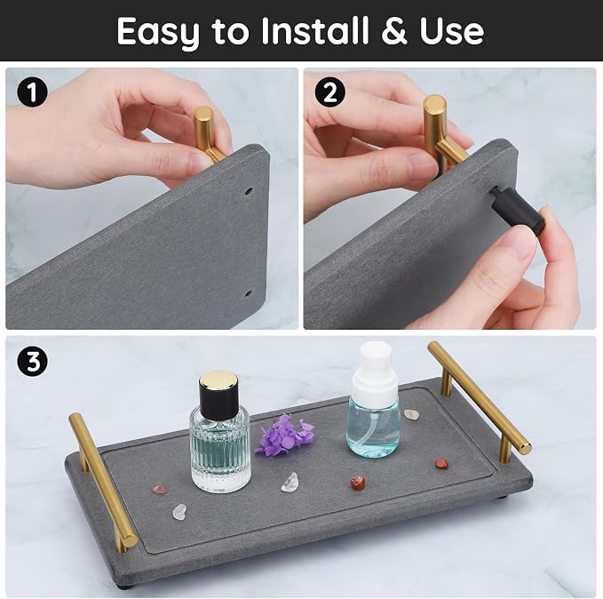 Segbeauty 12x6 Bathroom Counter Tray, Quick Dry Water Absorbing Stone Drying - Image 5