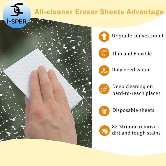 60 PCS Magic Sponge Eraser Sheets, Reusable Upgrade Convex Point Scrub Pad - Image 5