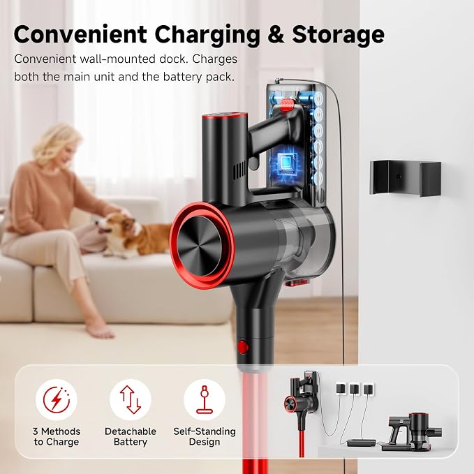 Cordless Stick Vacuum Cleaner, 38Kpa Powerful Suction Vacuum Cleaner - Image 9