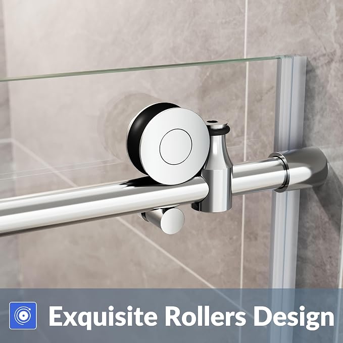 SUNNY SHOWER Frameless Shower Door 48" W x 76" H, Single Sliding Shower Glass - Image 4