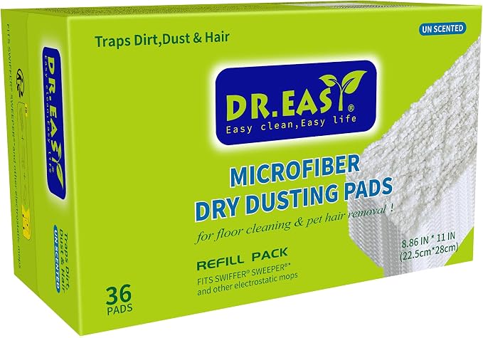Dr.Easy Microfiber Dry Sweeping Cloths, 36ct Disposable Mopping Pads Refil Pack by DREASY