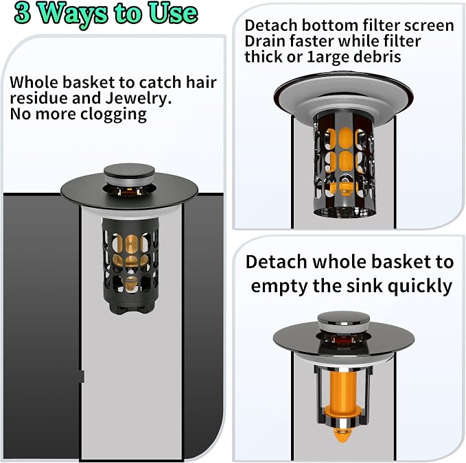 Sink Stopper Bathroom Drain, Universal Bathroom Sink Drain Strainer - Image 3