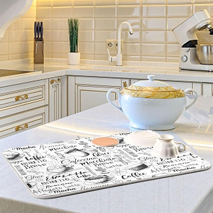 Coffee Cups Print Dish Drying Mat - Image 2