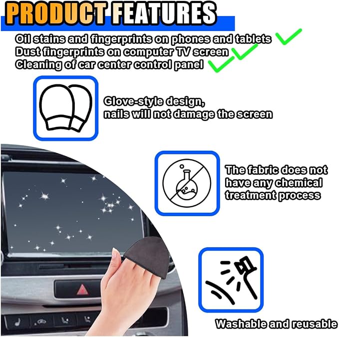 Triangle Car Touch Screen Cleaner Cloth, Microfiber Cleaning Pad Car Cleaning - Image 6