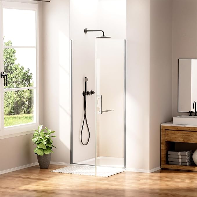WinZo 35-36" W ×72" H Frameless Pivot Shower Door, Pivot Swing Shower Glass - Image 2