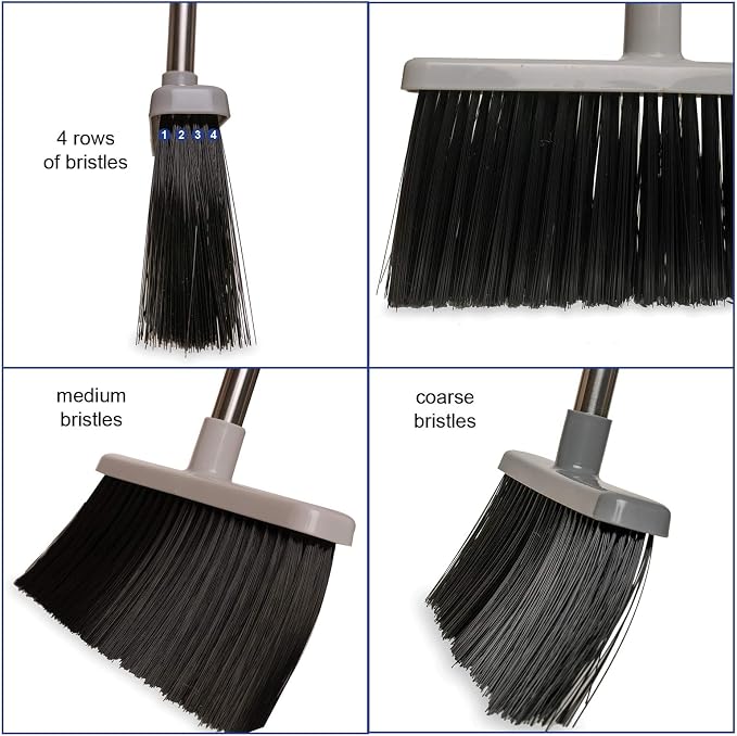 BristleComb Outdoor Broom & Dustpan Set Upright, Long Handle, Self-Cleaning - Image 3