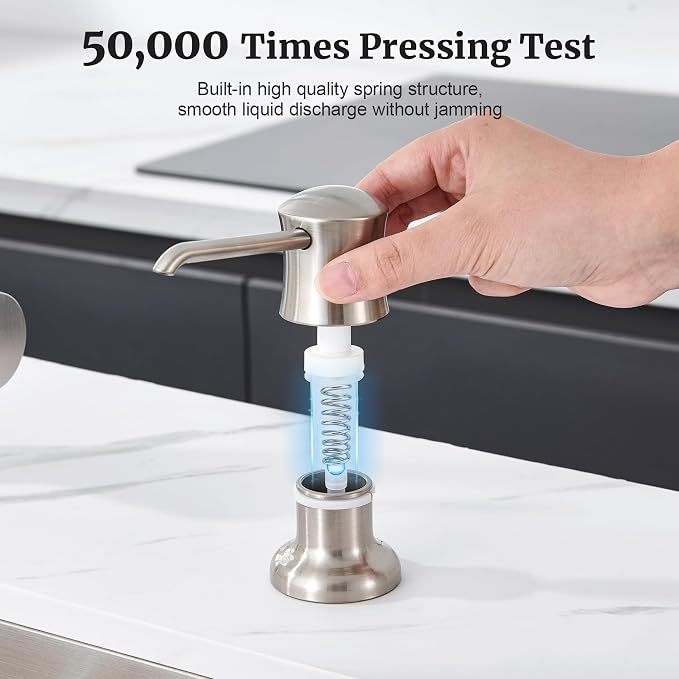 Soap Dispenser for Kitchen Sink Brushed Nickel, Built-in and Refill-from-Top - Image 5