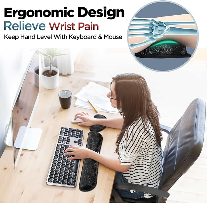 Gimars Enlarge Silky and Superfine Fabric Gel Memory Foam Keyboard Wrist Rest - Image 2