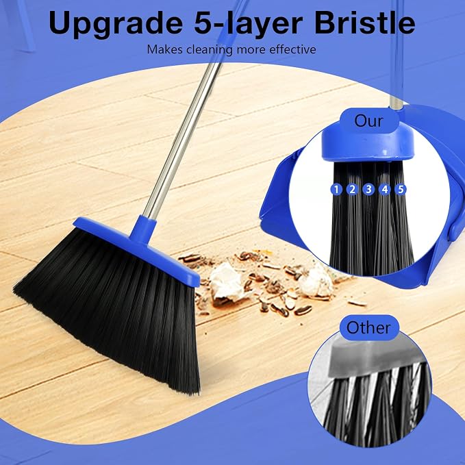 Broom and Dustpan Set, Long Handle Lightweight Dustpans - Image 4