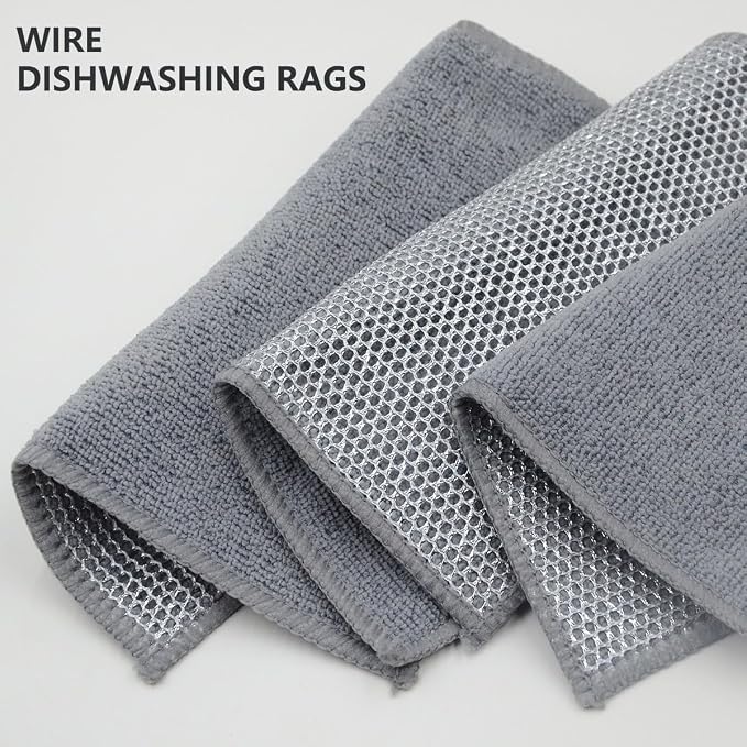 6Pack Double Side Wire Dishcloth, Upgrade Wire Cleaning Cloths, Soft - Image 2