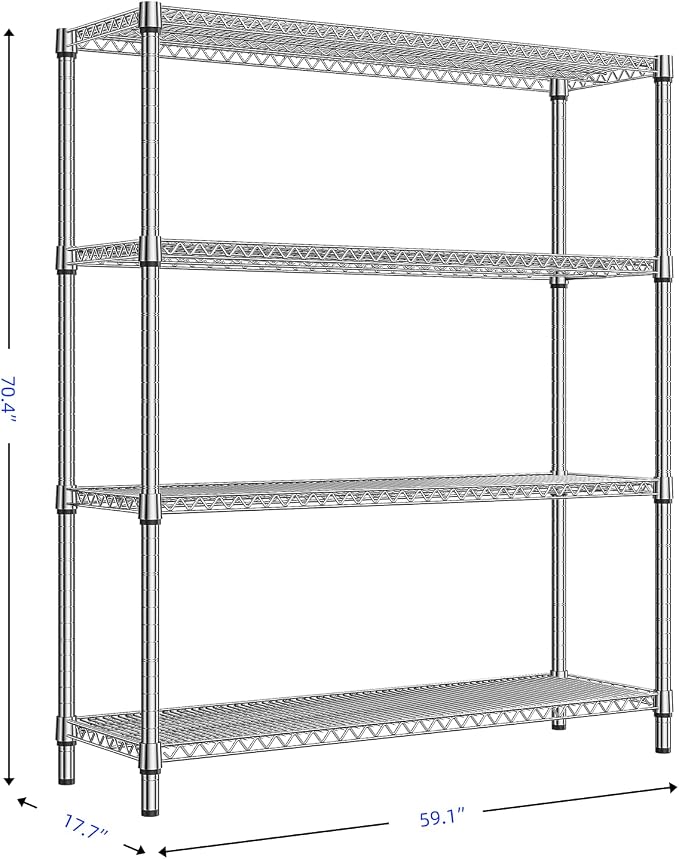 1760 LBs 4 Tier Storage Rack Metal Wire Shelving Unit, Storage Standing Shelf - Image 3