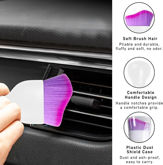 Car Interior Dust Brush, Soft Scratch Free Auto Detailing Brushes, Universal - Image 3