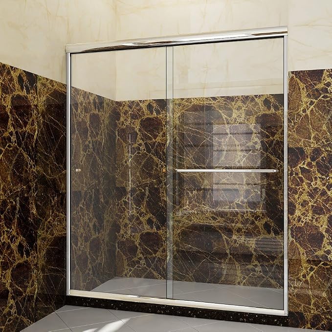 SUNNY SHOWER Double Sliding Shower Door Semi-Frameless Shower Enclosure 1/4 - Image 8