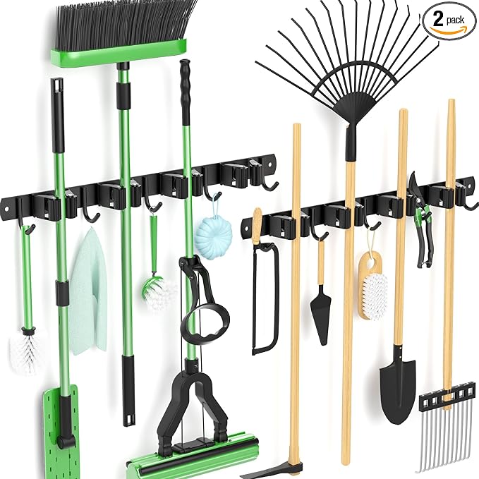 Batur 2 Pack Broom Holder Wall Mount, Upgraded Heavy Duty Mop and Broom Holder by Batur