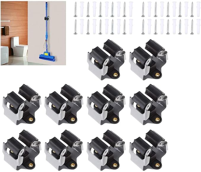 Broom Holder Wall Mount 10 Pack Heavy Duty Metal Mop Broomstick Shovel Handle by CooFel
