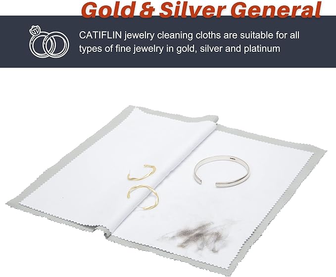 CATIFLIN 2pcs Multi-Layer Jewelry Cleaning Cloth, Large Silver Polishing Cloth - Image 5